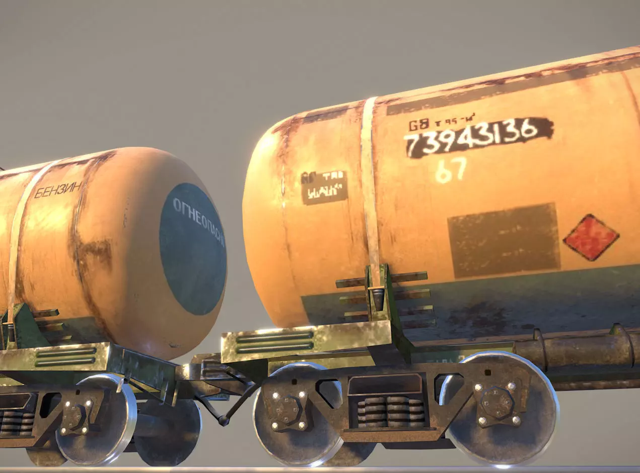Railway Oil Tank Car vr1 Low-poly 3D model_0