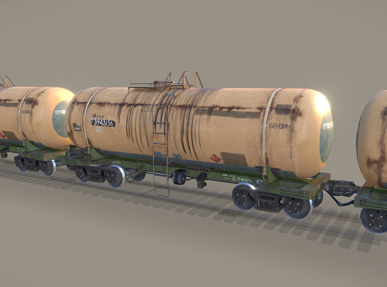 Railway Oil Tank Car vr1 Low-poly 3D model_1