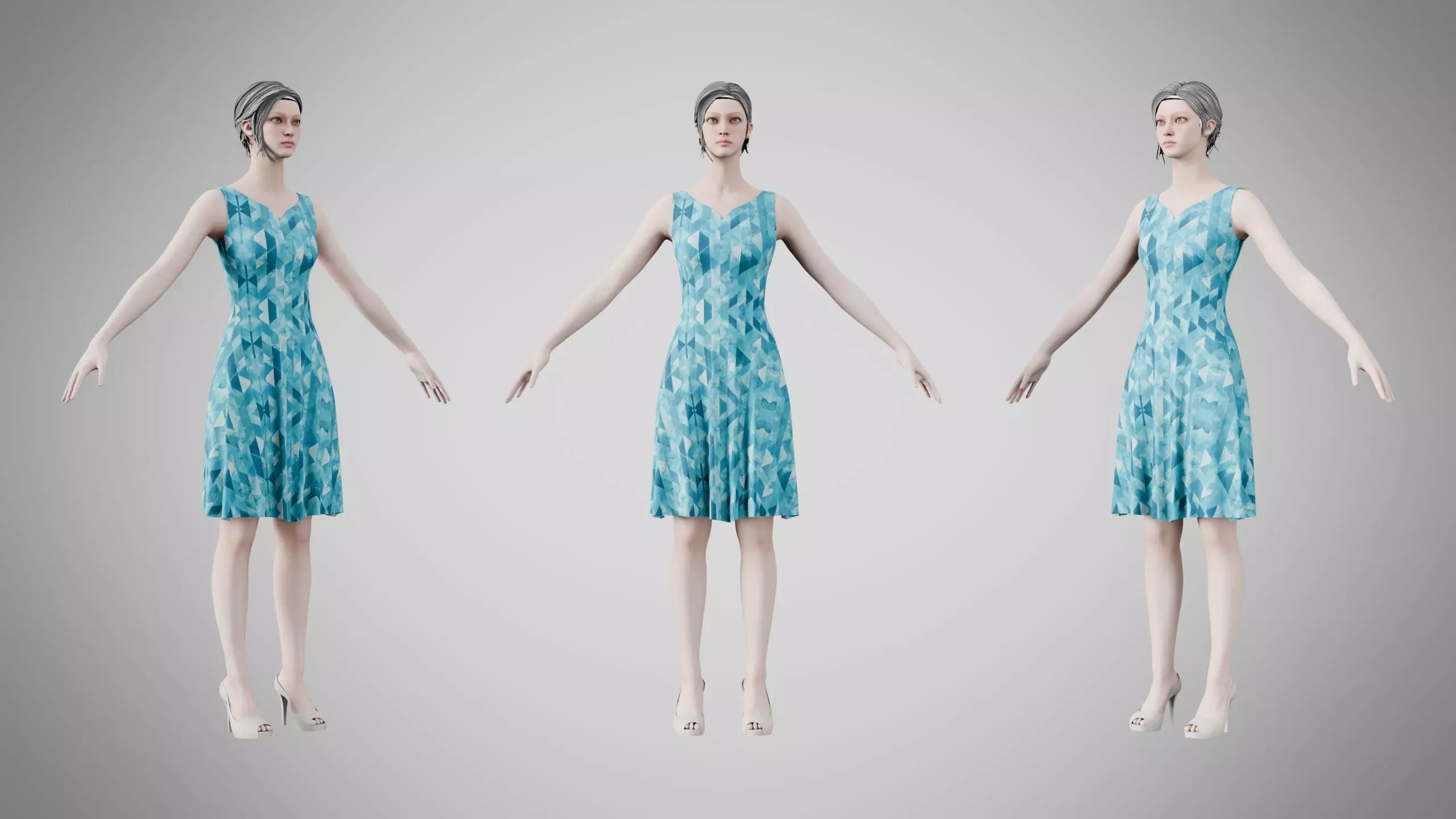 Dress 36 Oceanic Mosaic v2 Low-poly 3D model