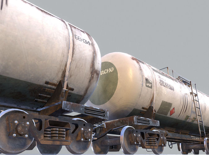 Railway Oil Tank Car vr2 Low-poly 3D model