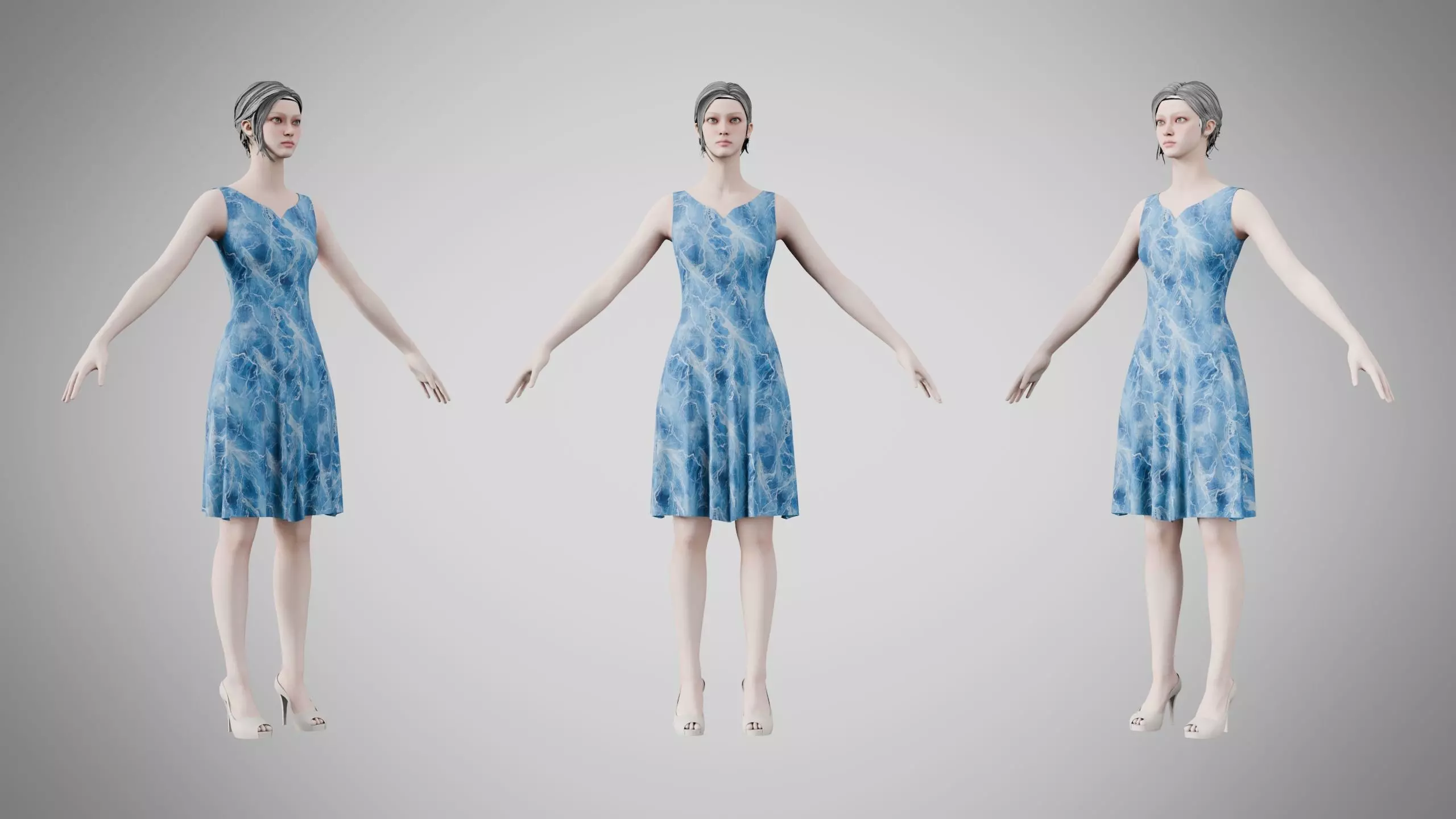 Dress 36 Ocean Frost v3 Low-poly 3D model