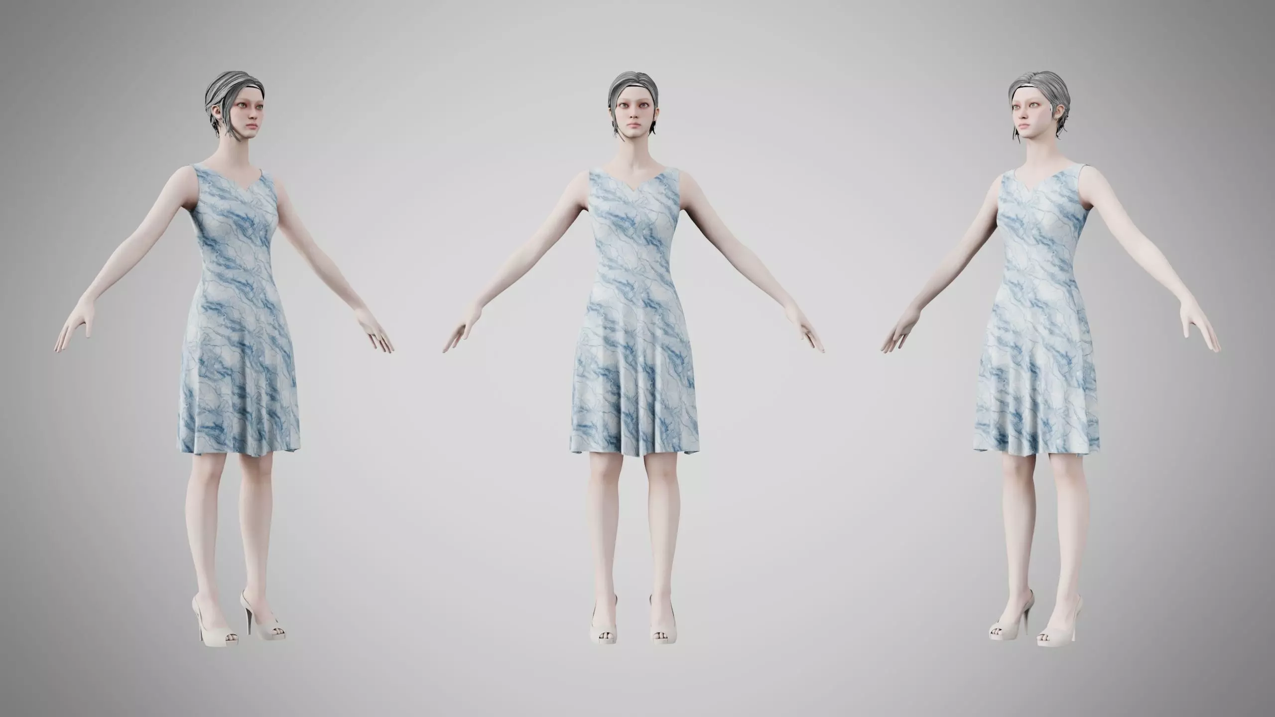 Dress 36 Ocean Frost v4 Low-poly 3D model