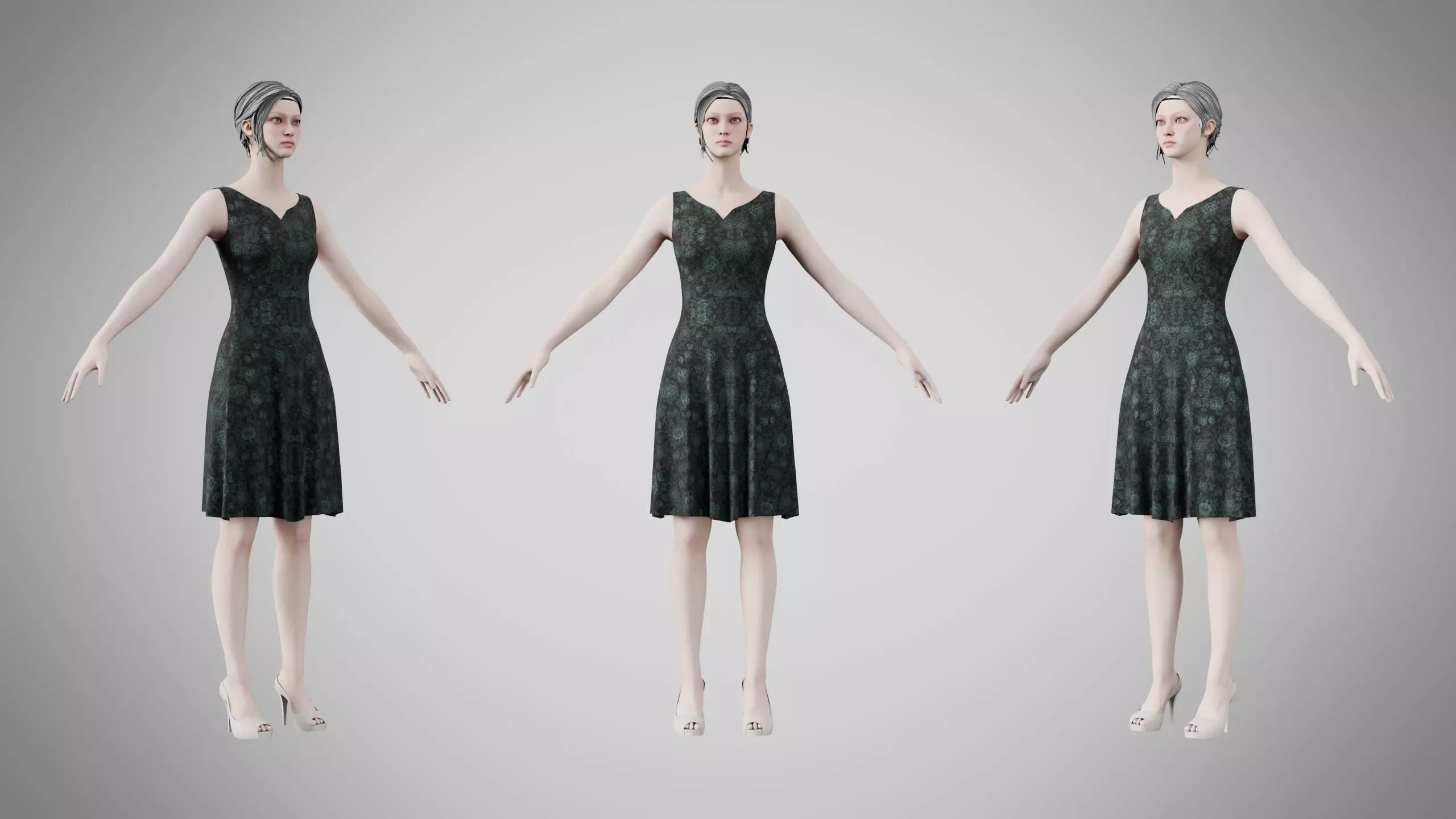 Dress 36 Shadow Garden Brocade v2 Low-poly 3D model