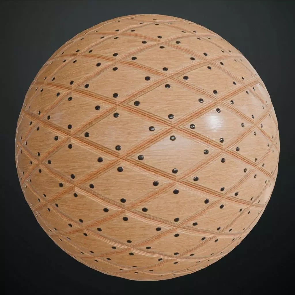 Medieval Diamond Quilted Wood with Iron Studs PBR Seamless Texture