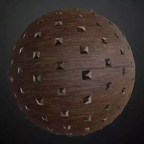 Medieval Studded Dark Wood Planks PBR Seamless Texture