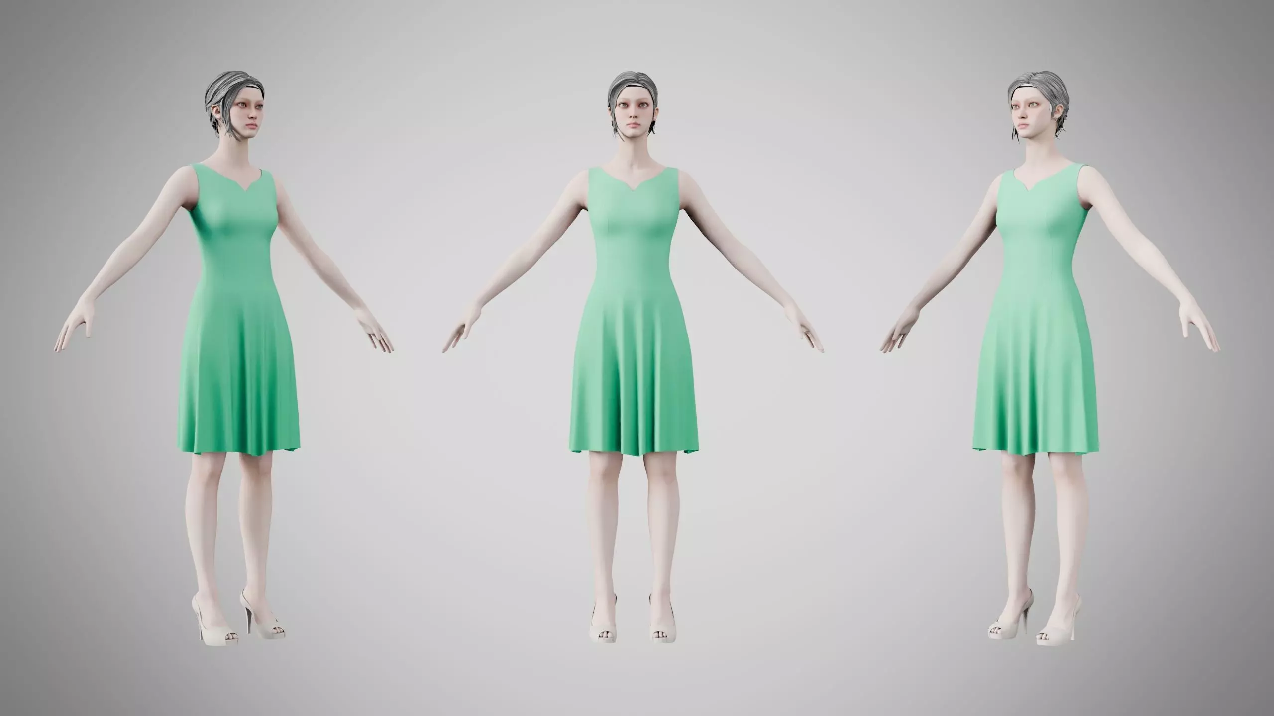 Dress 36 Medium Aquamarine Low-poly 3D model