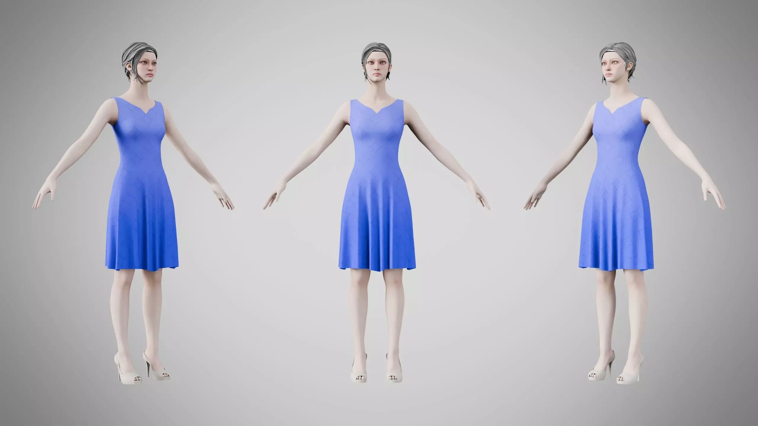Dress 36 Very Light Blue With Design Low-poly 3D model