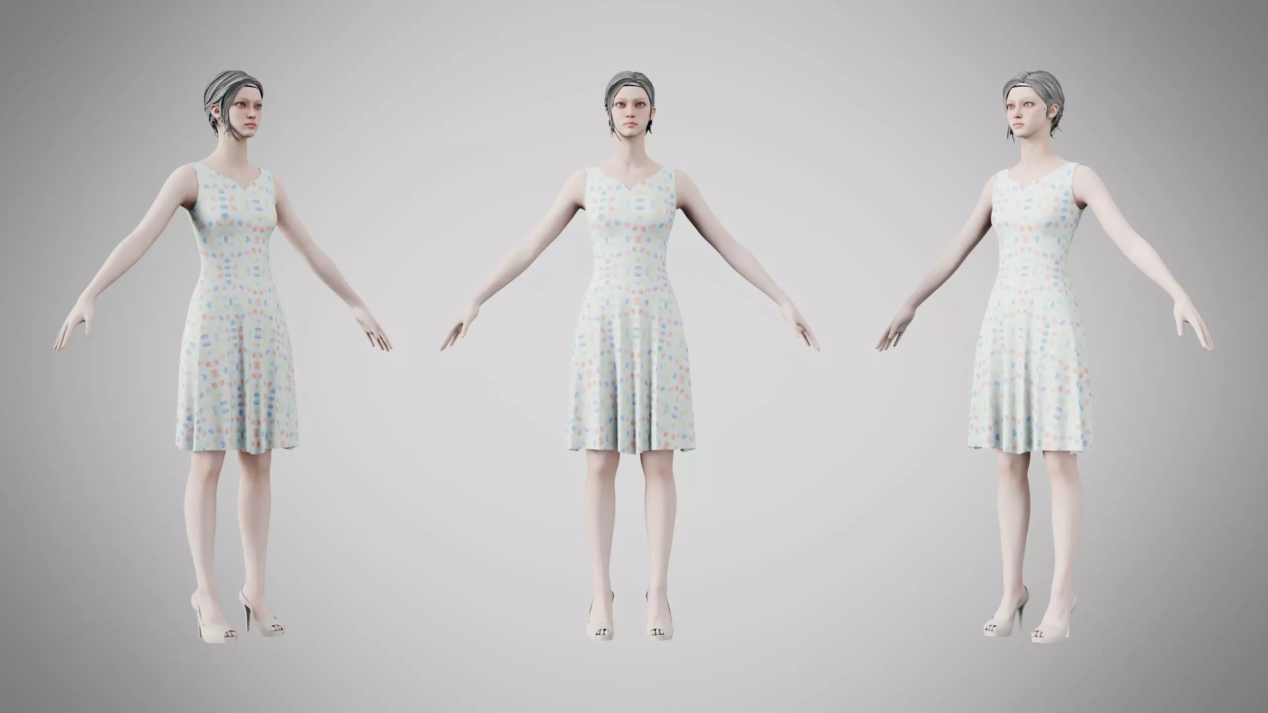 Dress 36 Aqua Meadow Mosaic Low-poly 3D model
