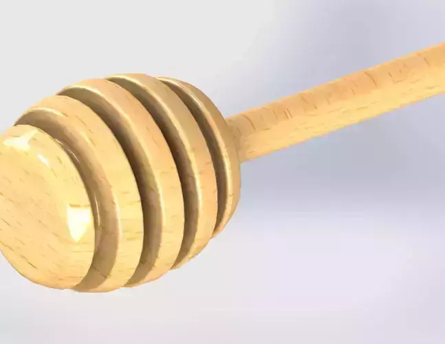 Wooden Honey Dipper Spoon 3D model 2