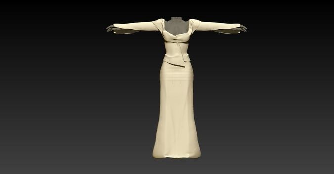 Winter gown outfit obj Low-poly 3D model