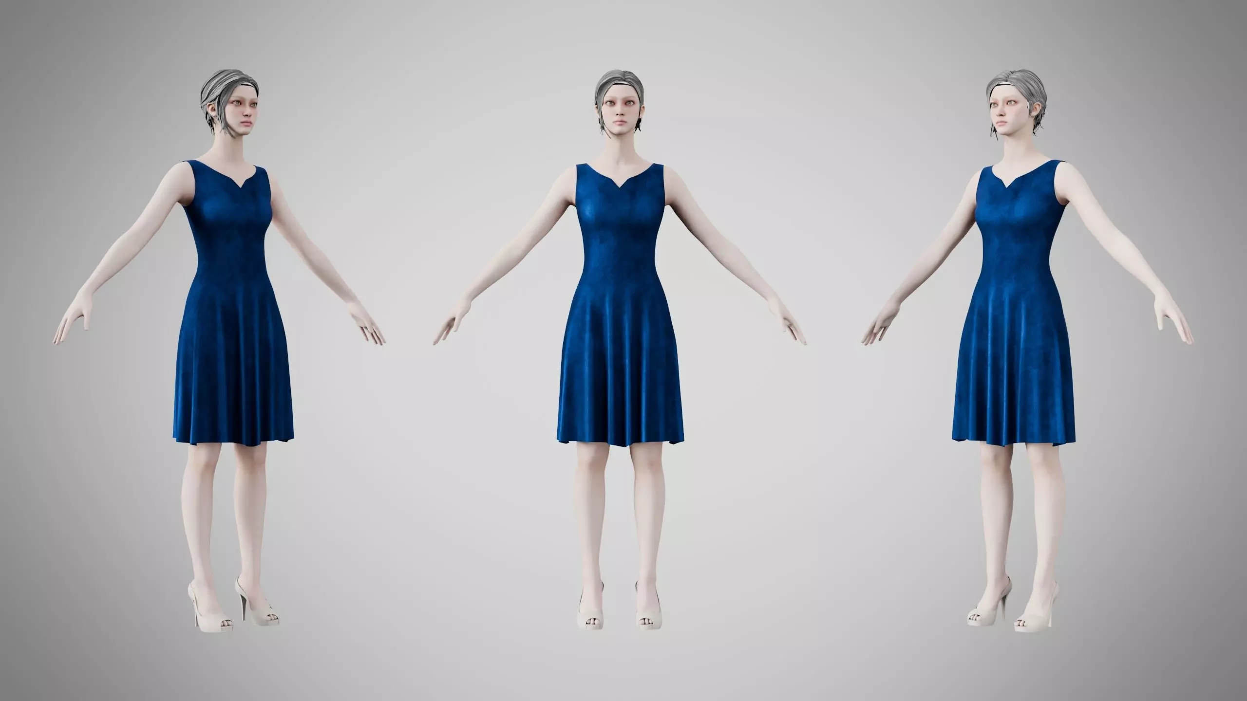 Dress 36 Sapphire Velvet Low-poly 3D model