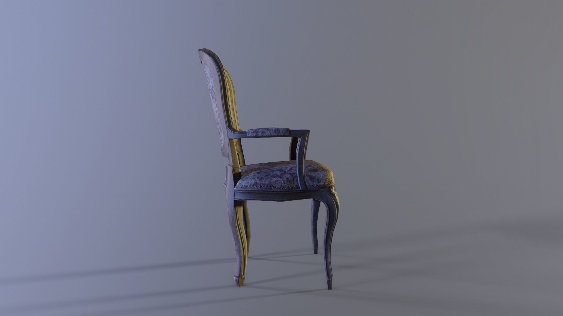 French classic chair Low-poly 3D model_5