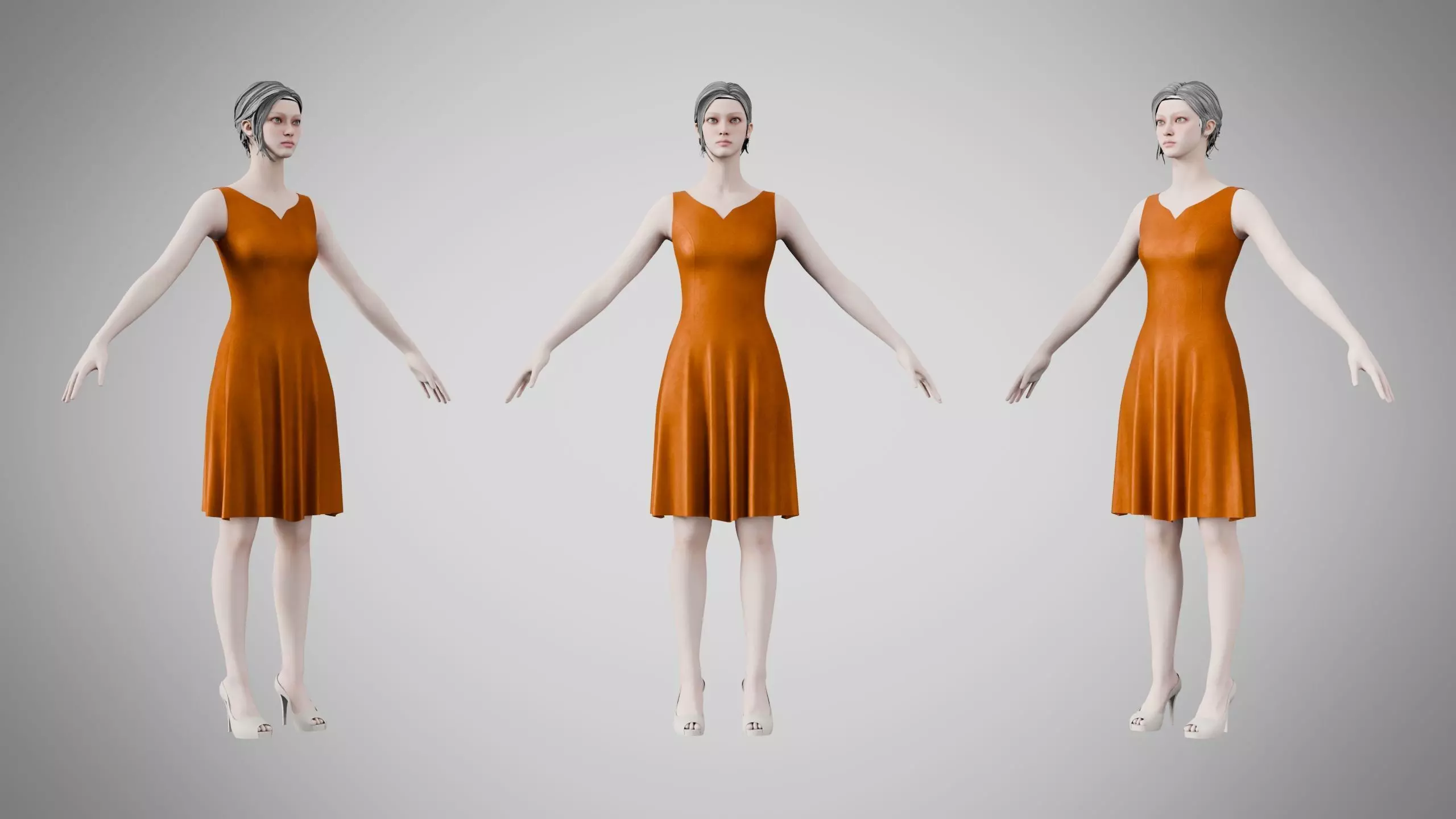 Dress 36 Caramel Velvet Luxe Low-poly 3D model