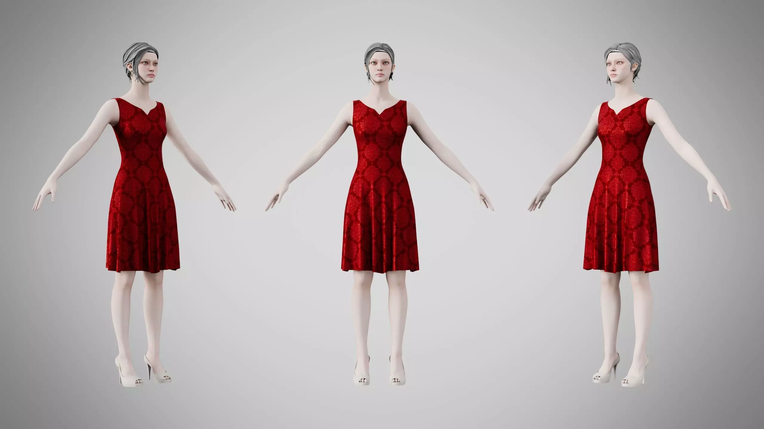 Dress 36 Crimson Royale Velvet v2 Low-poly 3D model