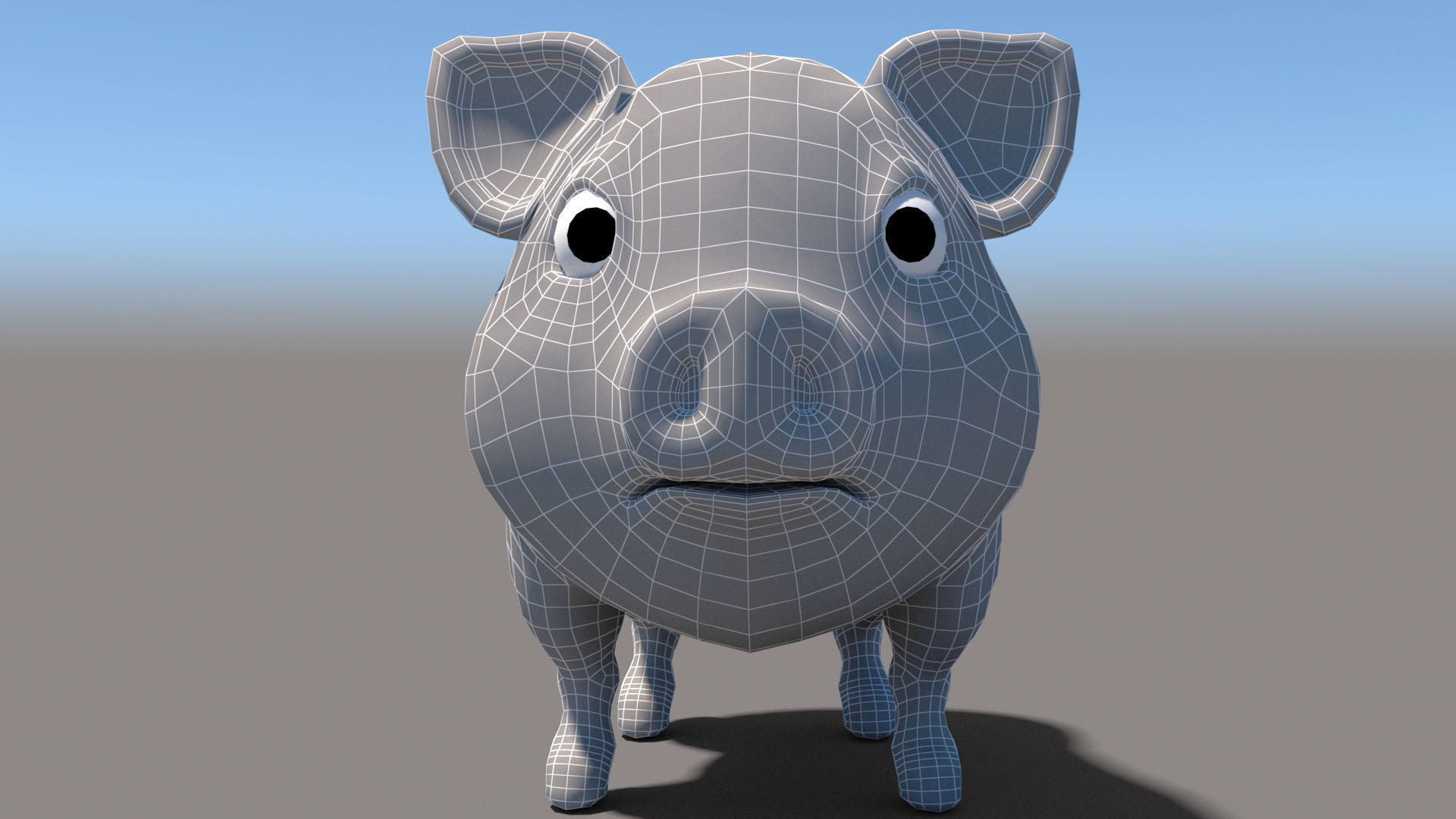 Cartoon Pig Low-poly 3D model_5