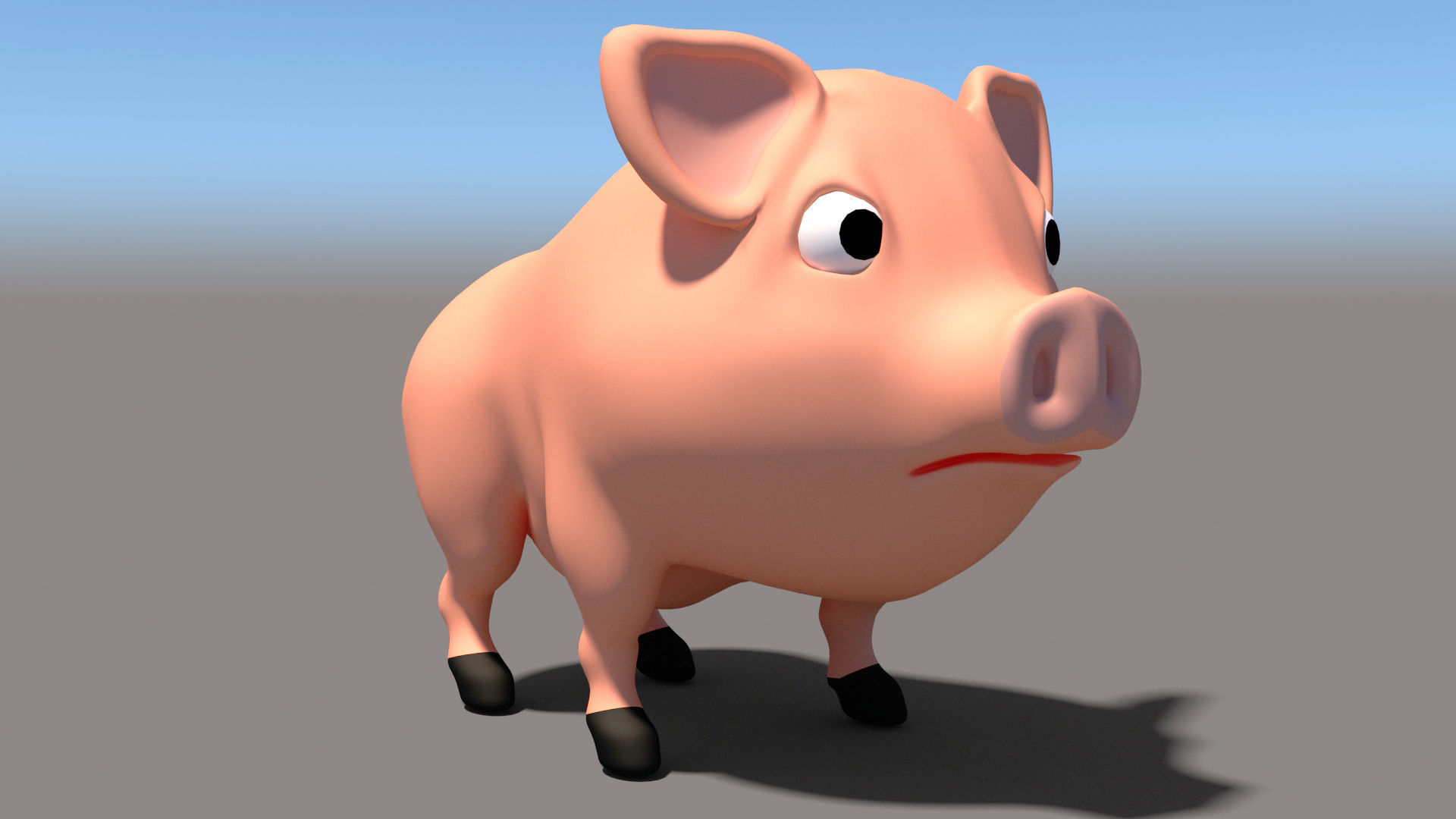 Cartoon Pig Low-poly 3D model_1