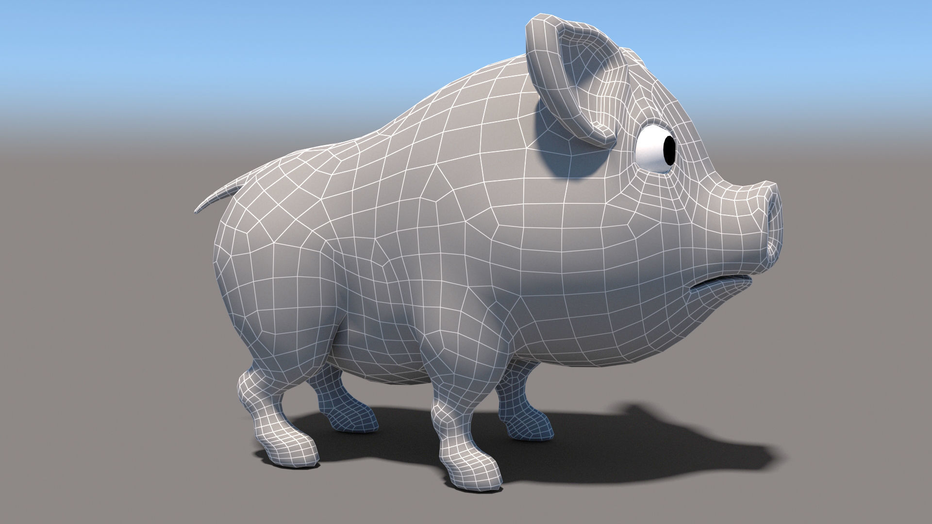 Cartoon Pig Low-poly 3D model_4