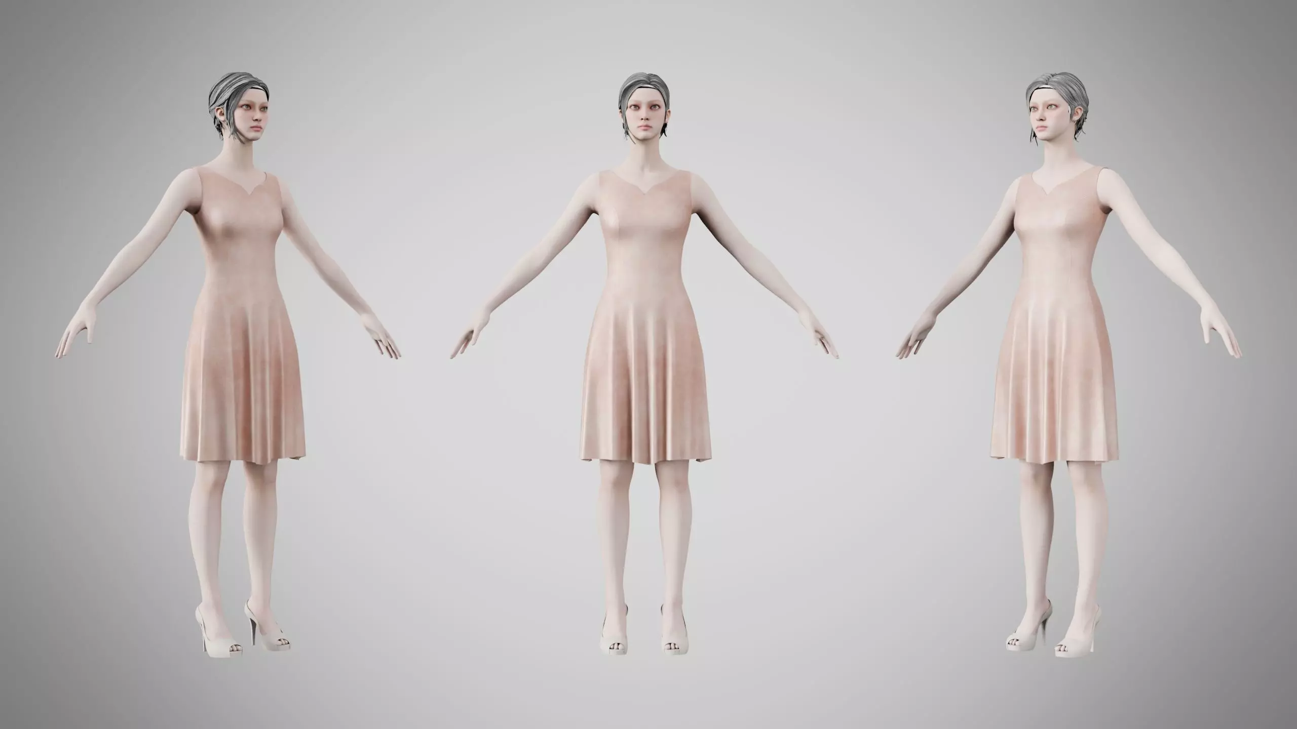 Dress 36 Ivory Blush Velvet Low-poly 3D model