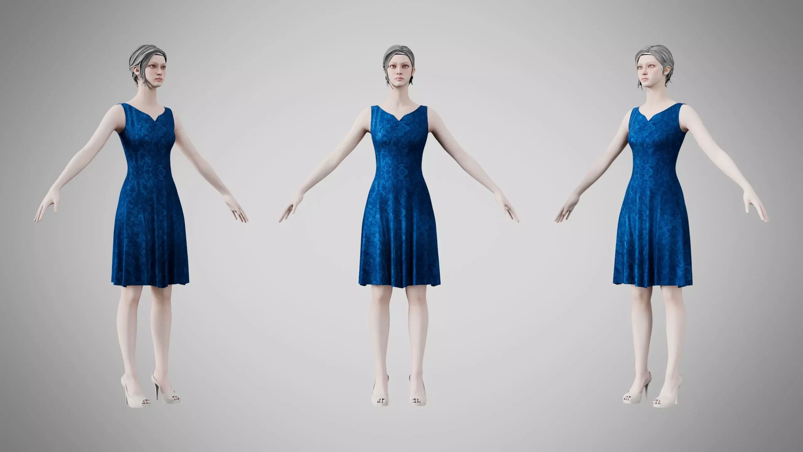 Dress 36 Sapphire Mist Velvet Low-poly 3D model
