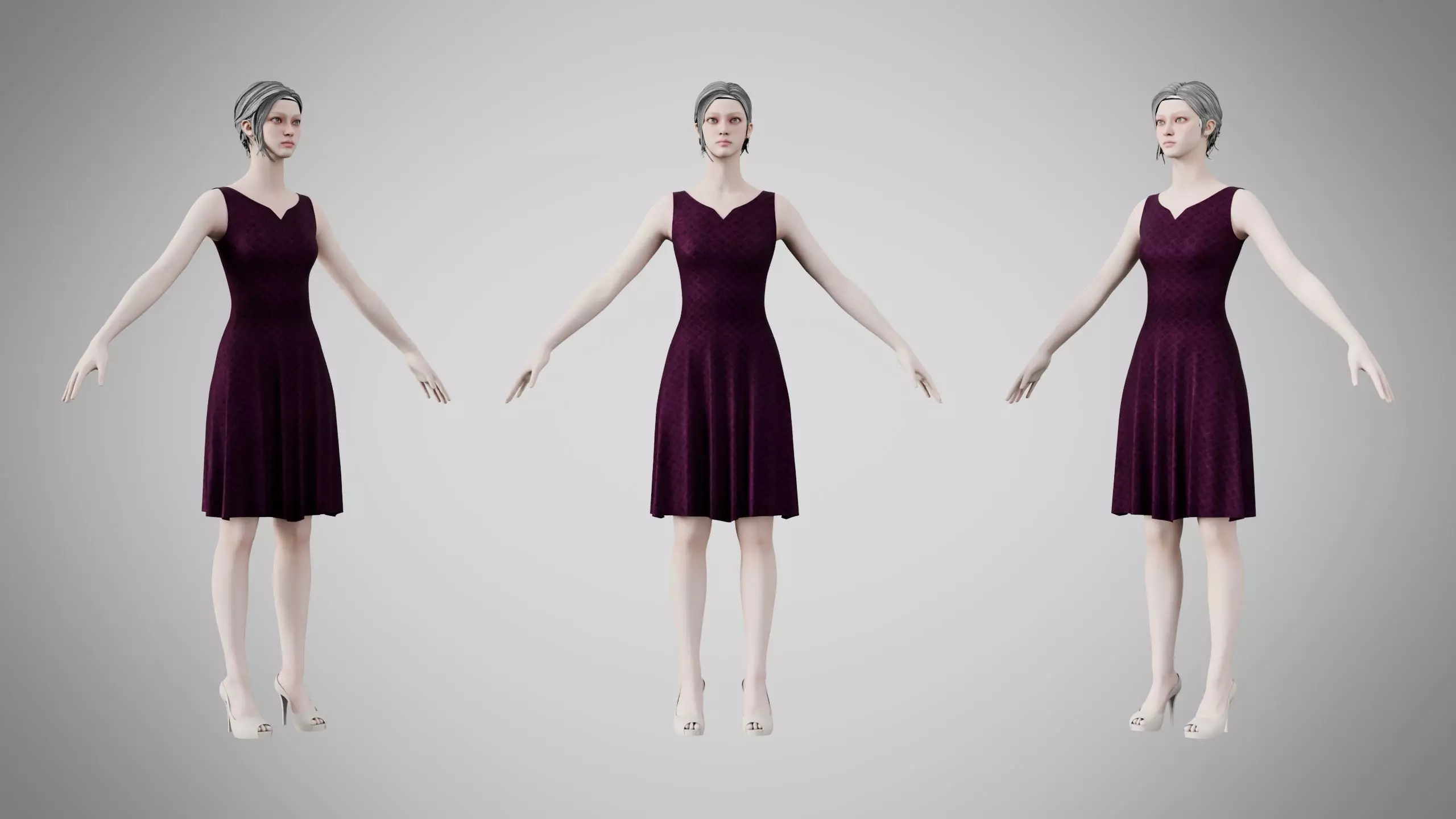Dress 36 Velvet Plum Dream v2 Low-poly 3D model