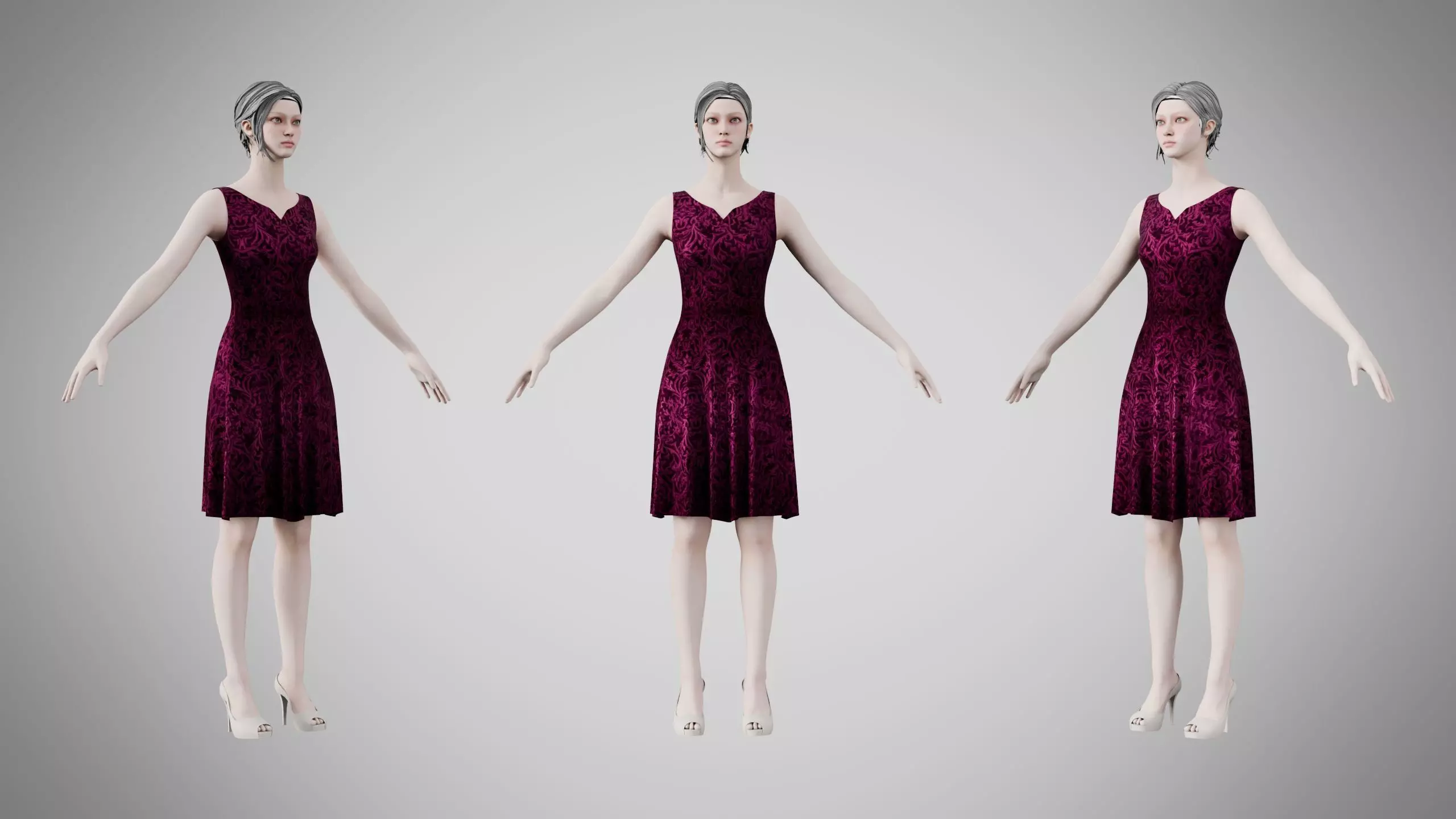 Dress 36 Velvet Plum Dream Low-poly 3D model