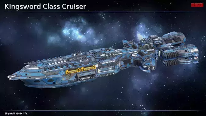 Spaceship Cruiser Kingsword Low-poly 3D model