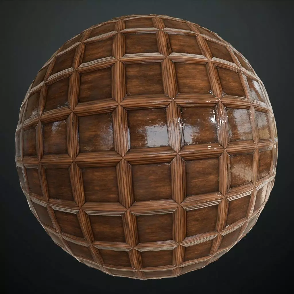 Classic Coffin-Panel Dark Oak Wood Tiles PBR Seamless Texture