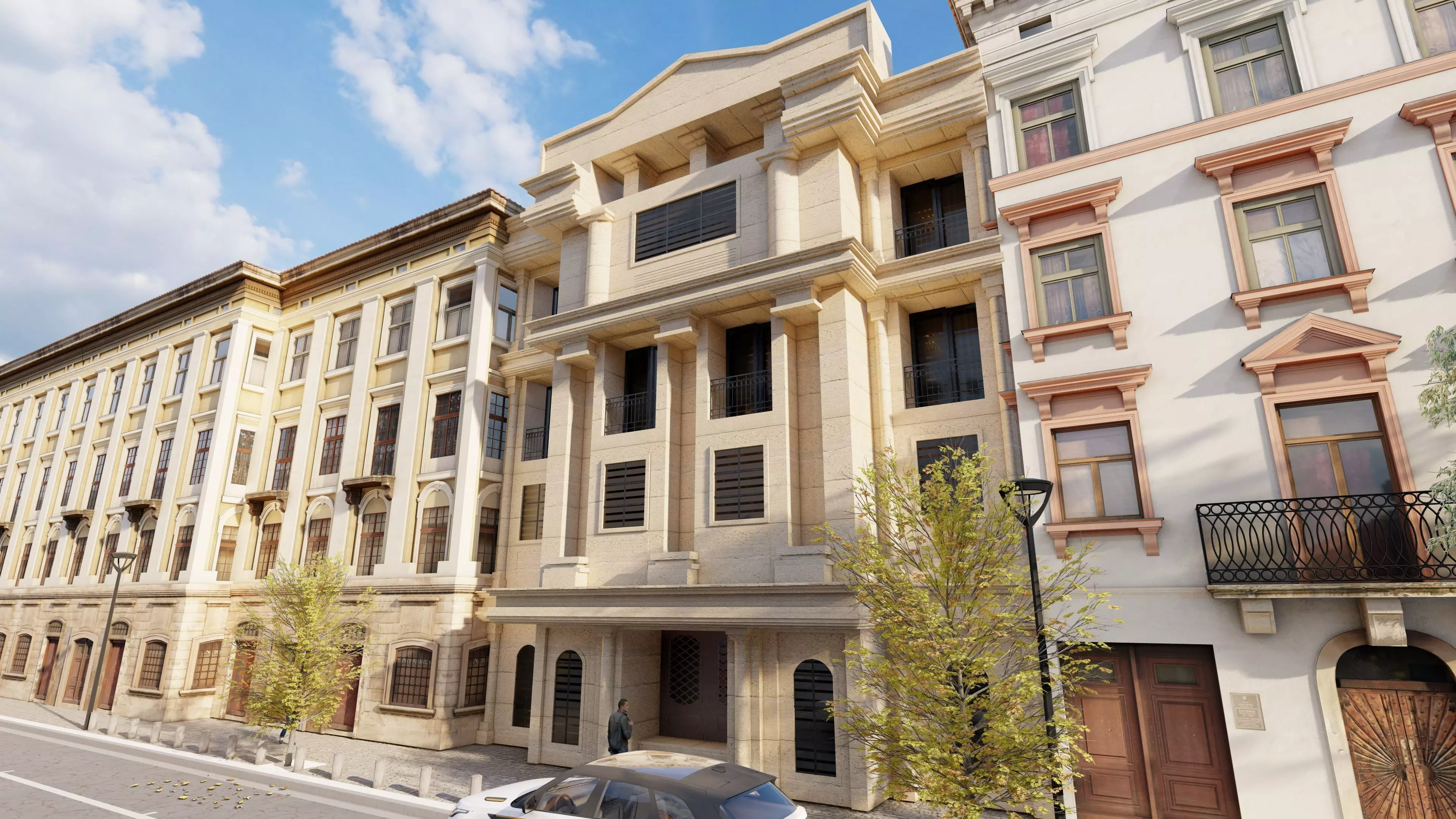 Classic stone facade-Building Classic Facade Element 3D model