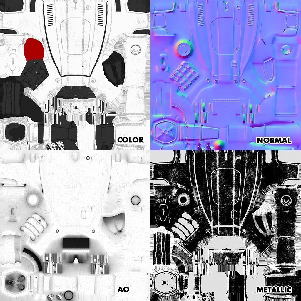 Low Poly Sci-fi Gun Low-poly 3D model_10