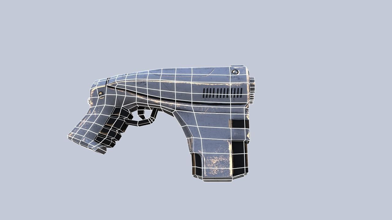 Low Poly Sci-fi Gun Low-poly 3D model_8