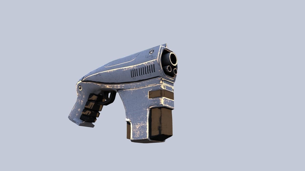 Low Poly Sci-fi Gun Low-poly 3D model_5
