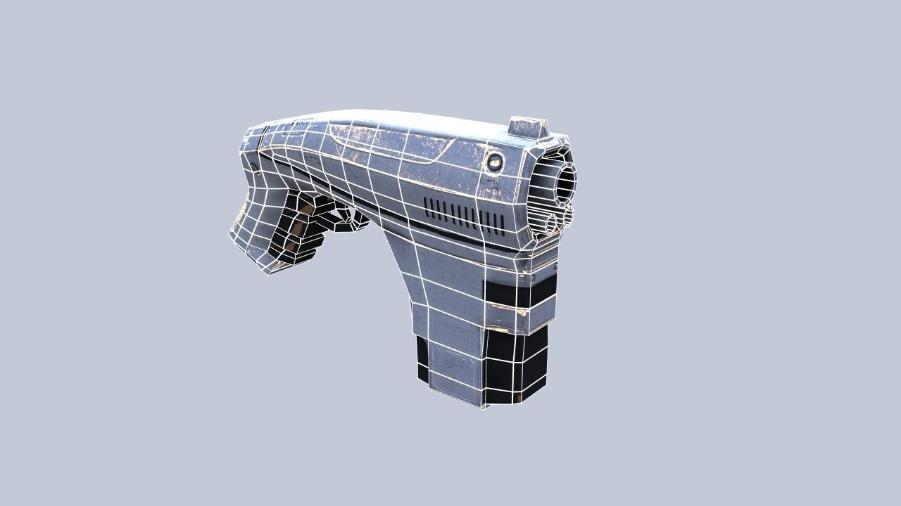 Low Poly Sci-fi Gun Low-poly 3D model_6