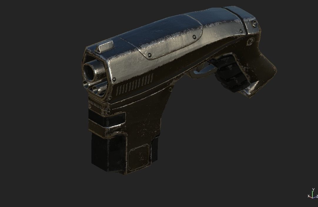 Low Poly Sci-fi Gun Low-poly 3D model_2