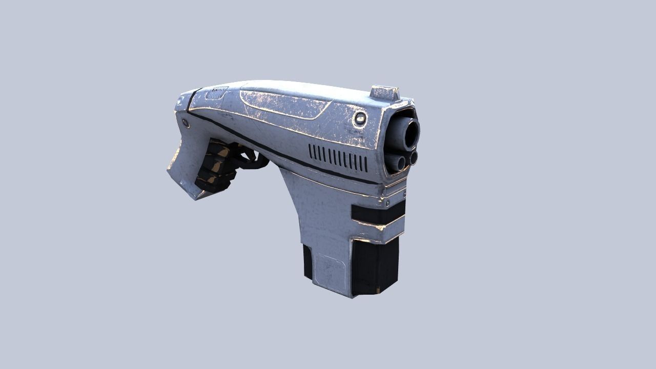Low Poly Sci-fi Gun Low-poly 3D model_9