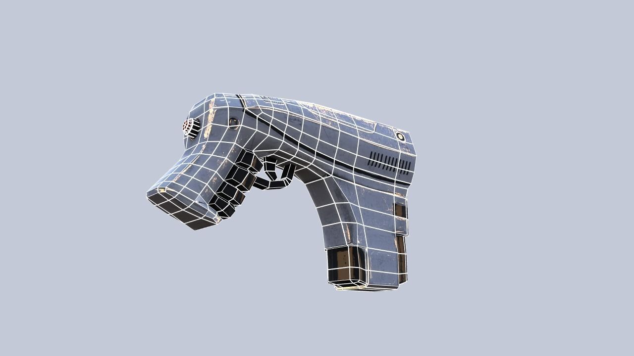 Low Poly Sci-fi Gun Low-poly 3D model_7