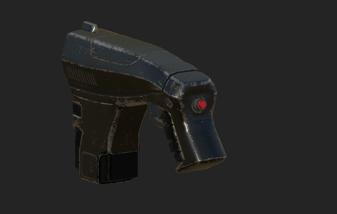 Low Poly Sci-fi Gun Low-poly 3D model_3