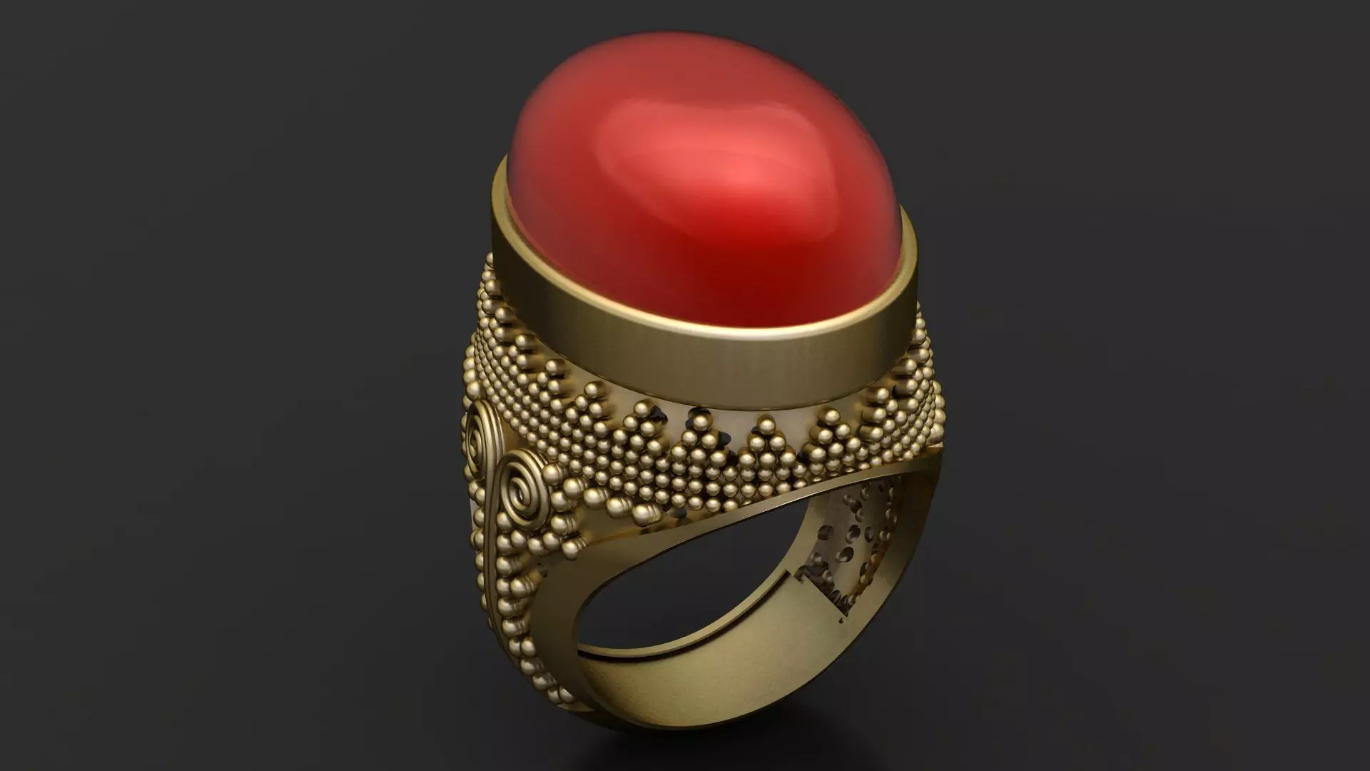 Royal Cabochon Statement Rings 3D print model