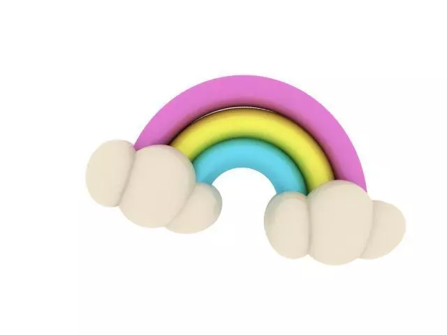 Cute Pastel Rainbow with Clouds 3D Printable Decoration Model 3D print model
