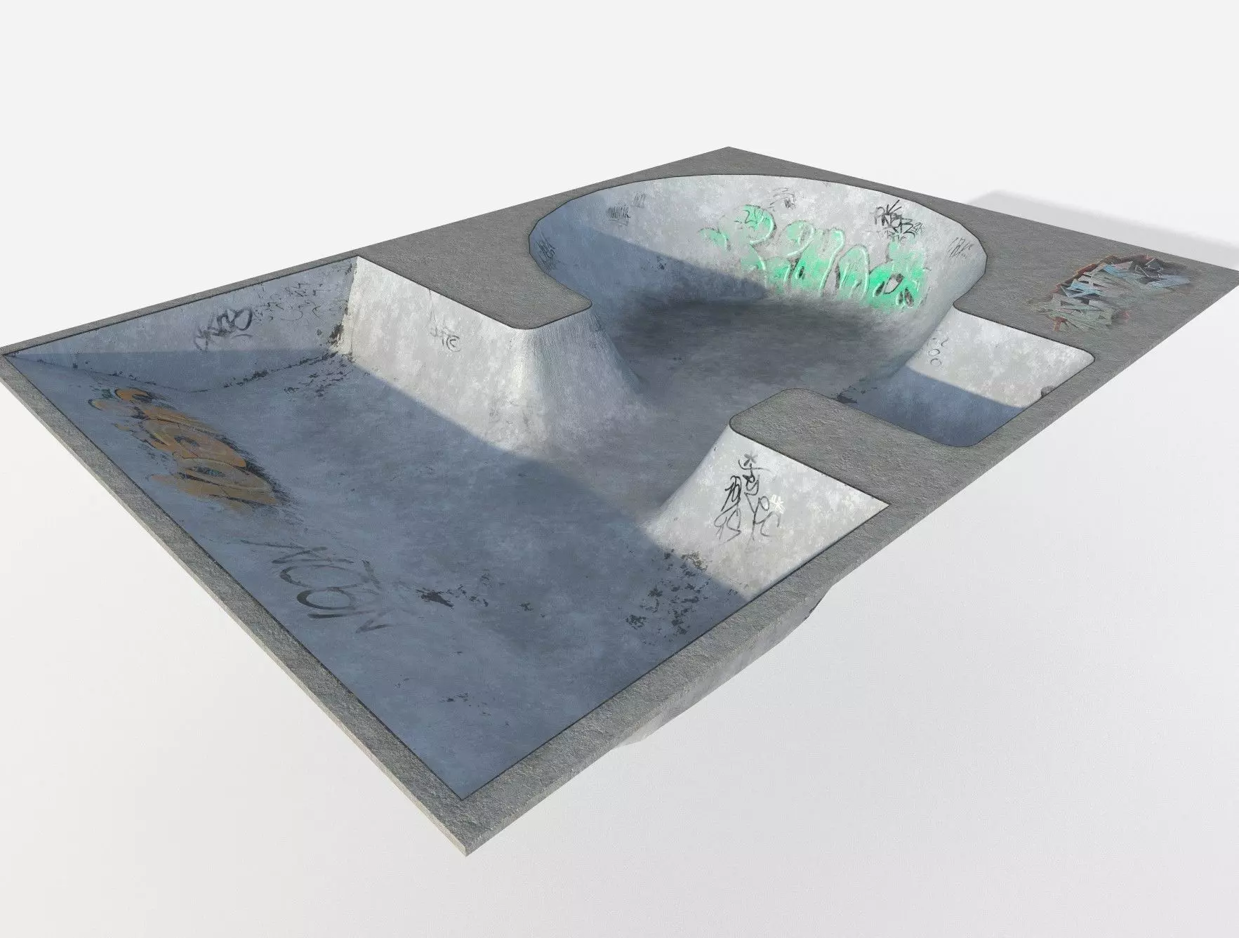 Skate park Pool PBR Low Poly  Low-poly 3D model_0