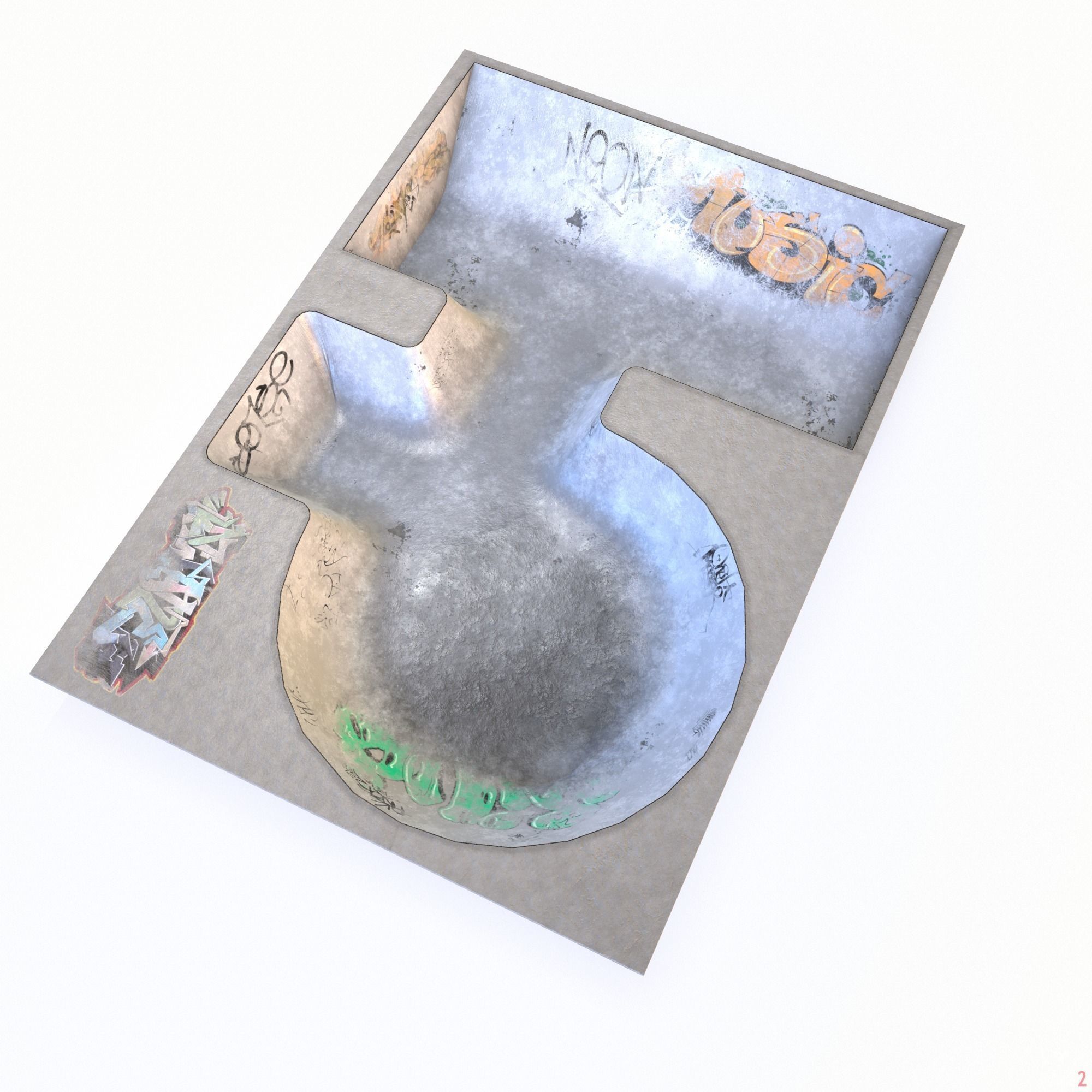 Skate park Pool PBR Low Poly  Low-poly 3D model_11