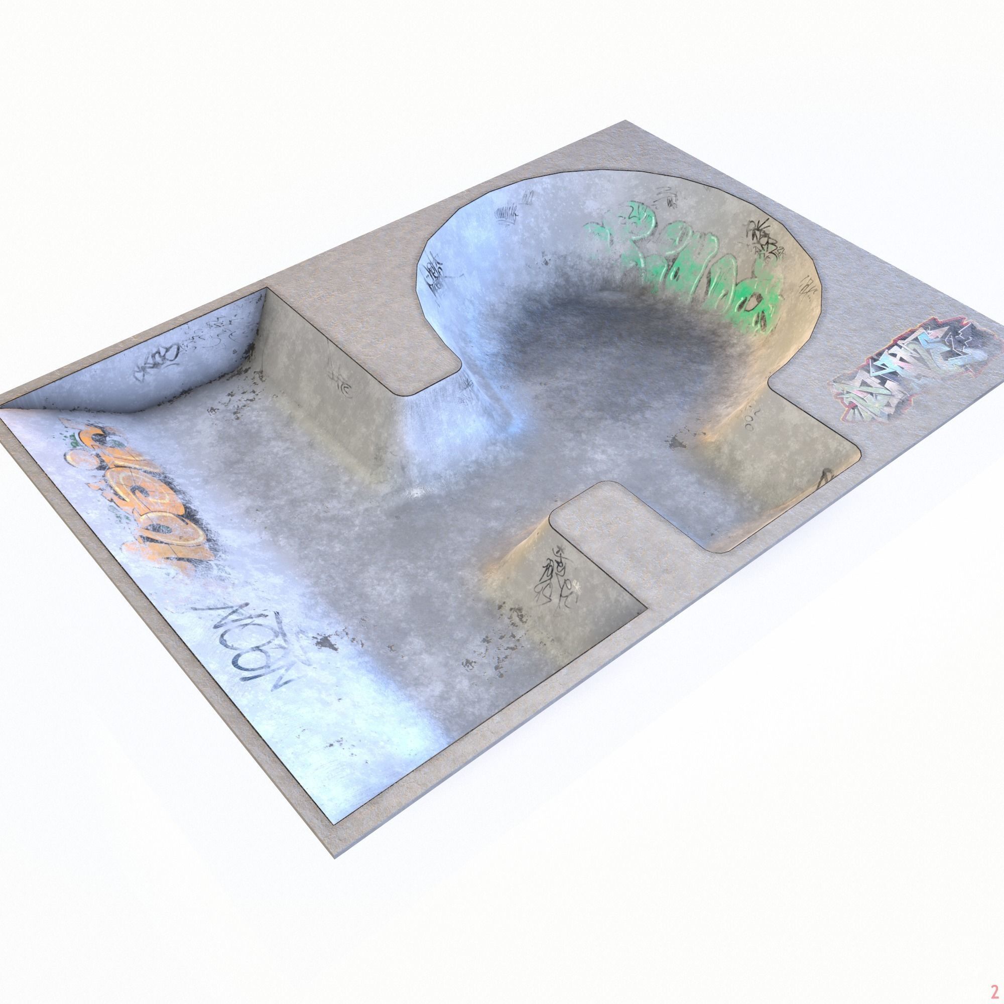 Skate park Pool PBR Low Poly  Low-poly 3D model_10