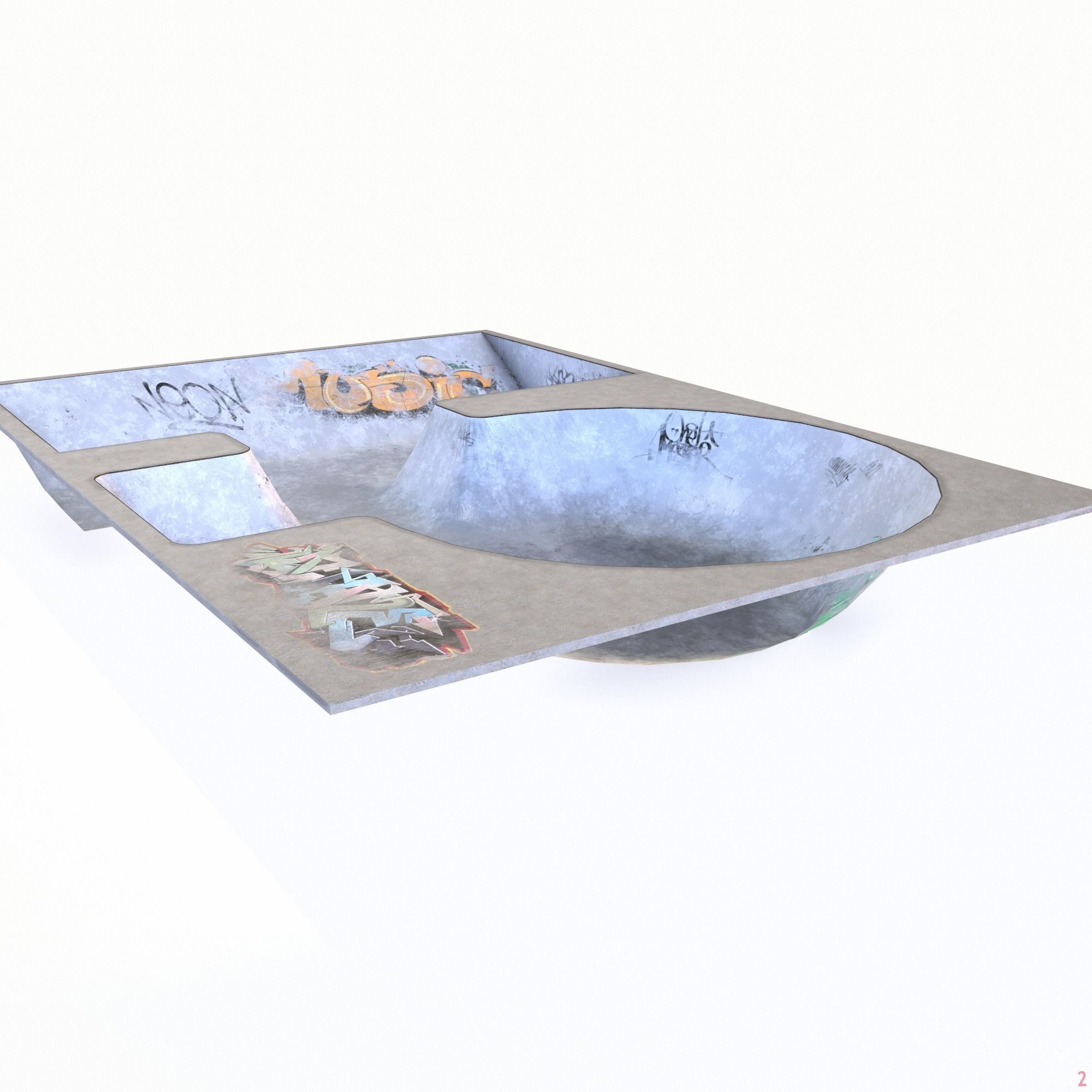 Skate park Pool PBR Low Poly  Low-poly 3D model_8