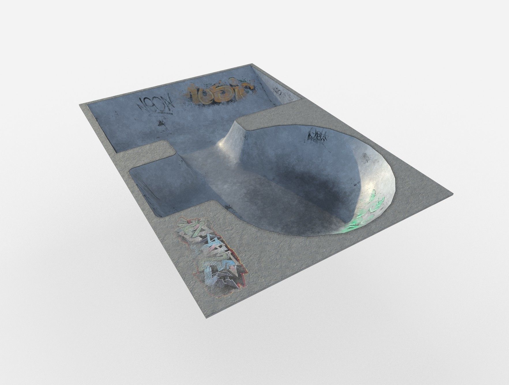 Skate park Pool PBR Low Poly  Low-poly 3D model_1