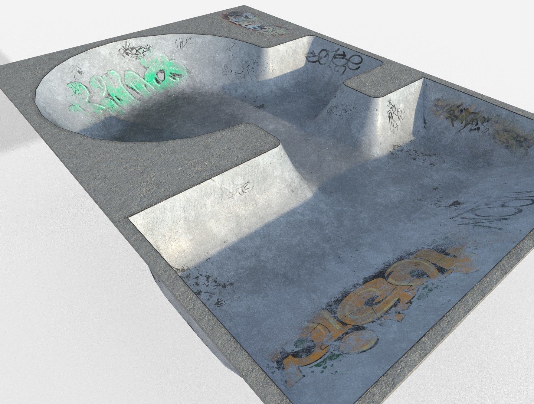 Skate park Pool PBR Low Poly  Low-poly 3D model_3