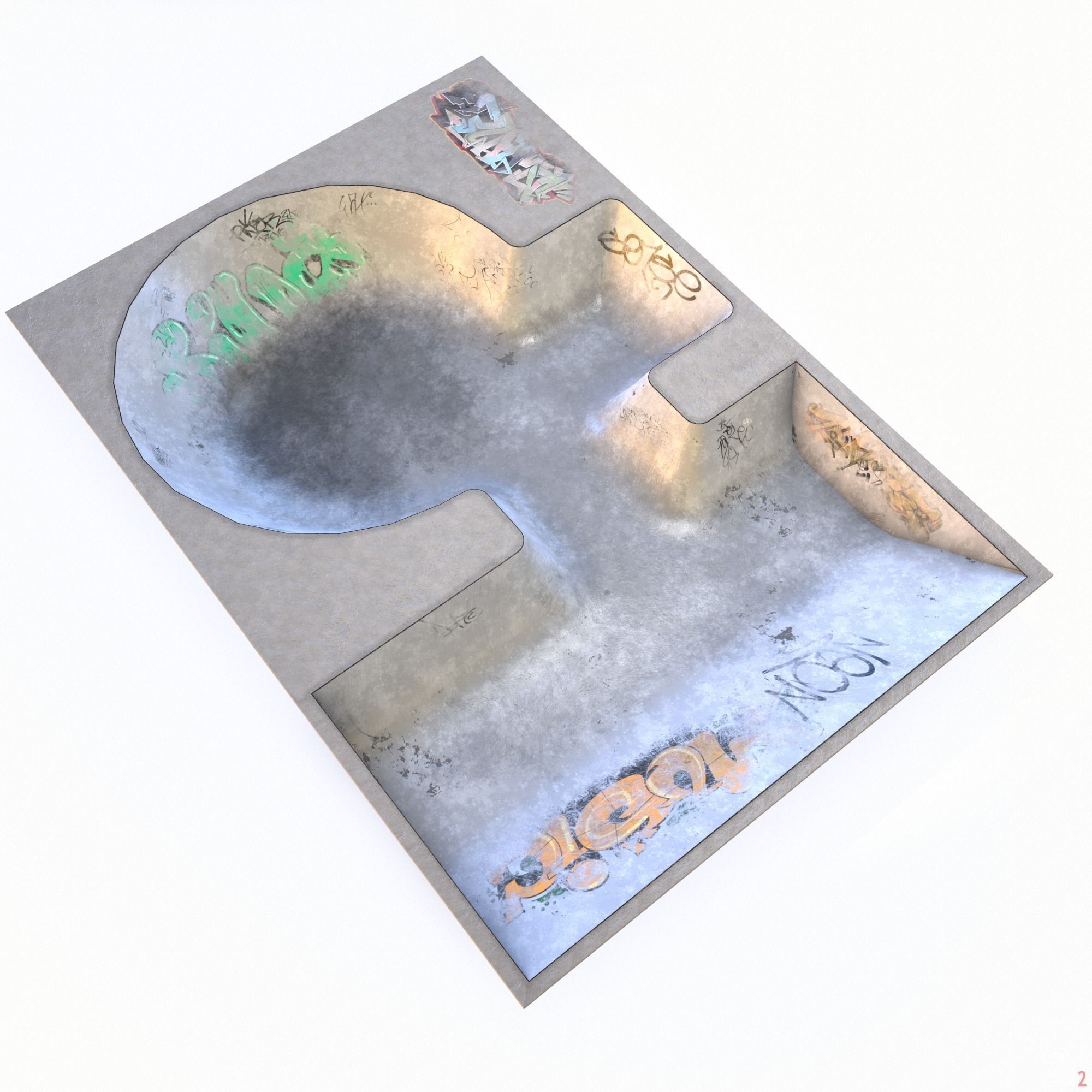 Skate park Pool PBR Low Poly  Low-poly 3D model_9