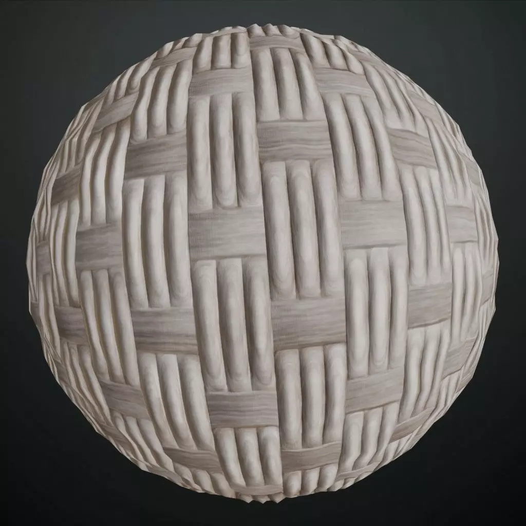 White Painted Woven Reed Architectural Panels PBR Texture