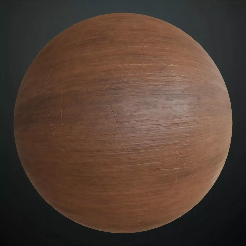 Weathered Scratched Mahogany Wood Surface PBR Texture