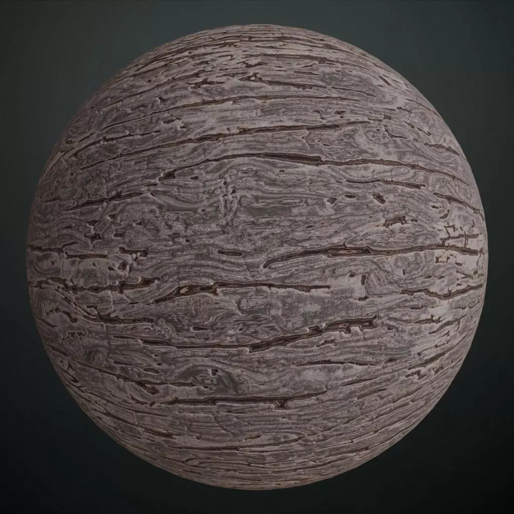 Dark Grey Bark Textured Wood Veneer PBR Texture