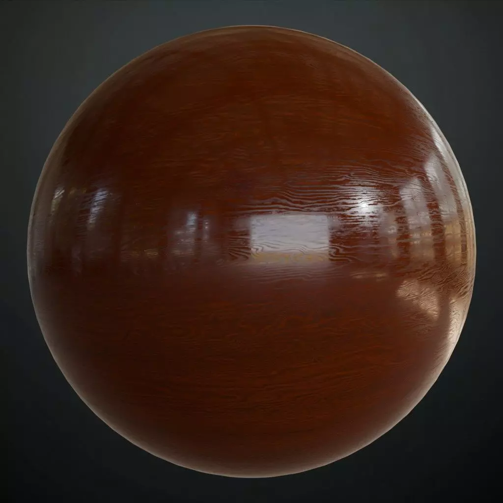 Polished Dark Mahogany Wood Surface PBR Texture