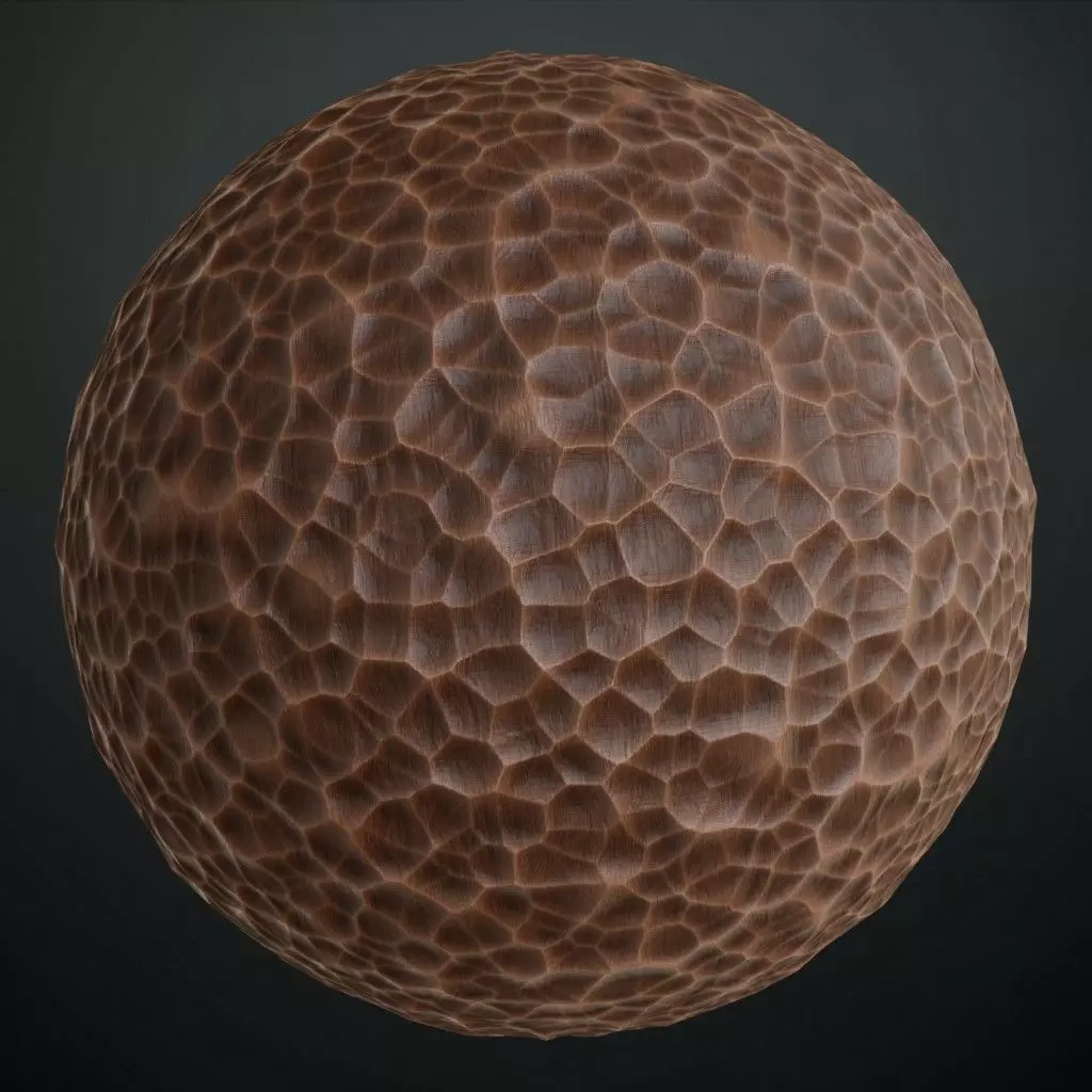 Hand-Carved Hammered Wood Surface PBR Texture